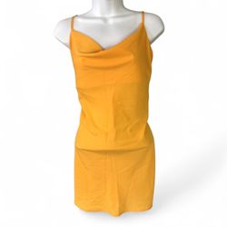 Forever 21 Yellow Cowl Neck Slip Mini Dress Ladies M Never Worn