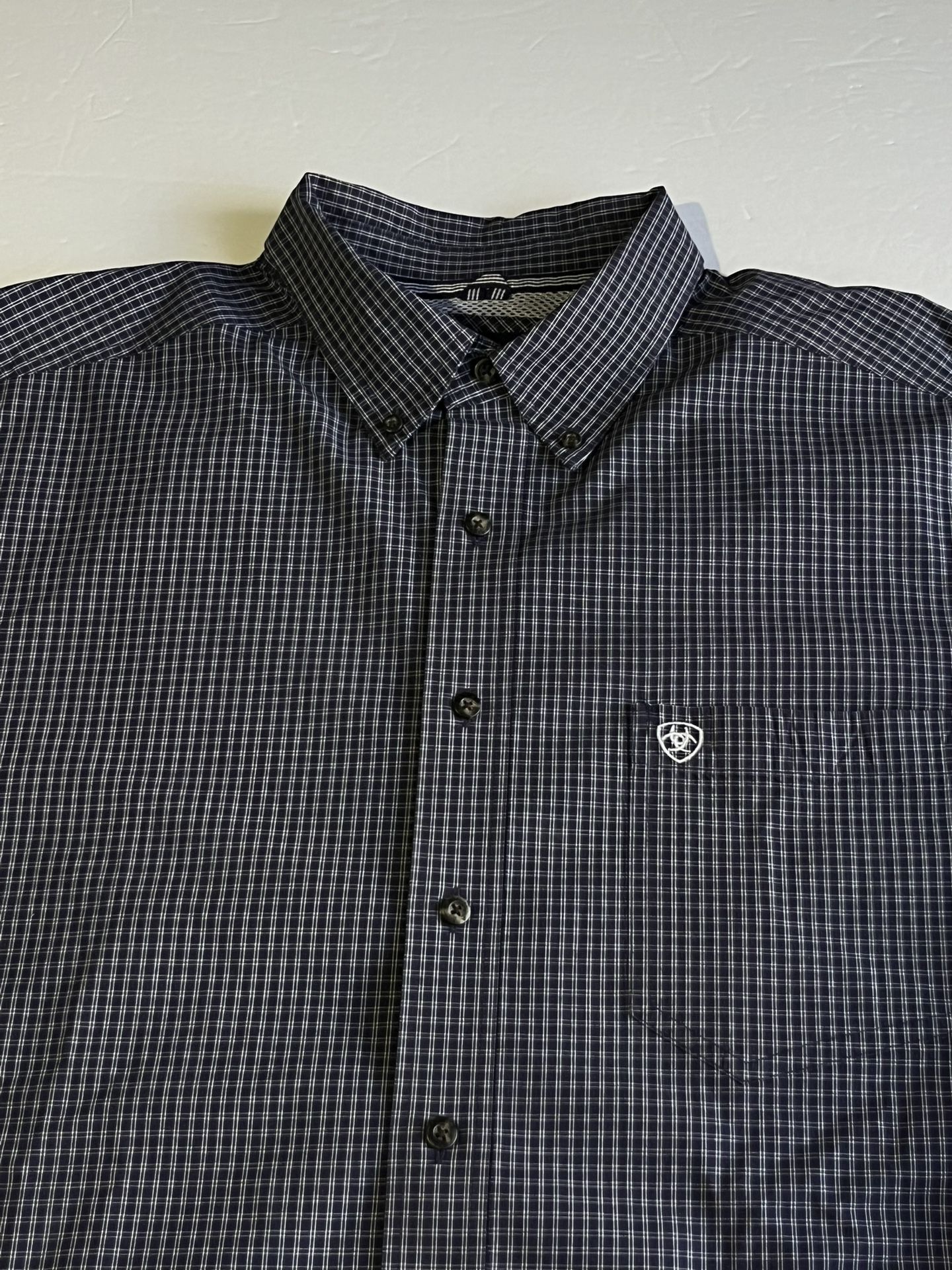 Ariat Pro Series Plaid Shirt Men’s 2XL Blue Button Up Long Sleeve Western Logo