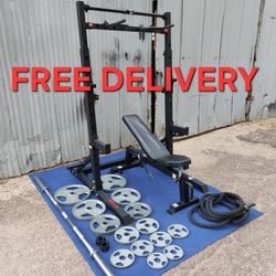 Ethos Squat rack / gym / gymnasio / Olympic Weight Plates / pesas / bench press / Power Rack / Fitness