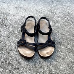 Teva Ventura Cork Sandals #6389 - Women’s 8.5 - Black - Leather Strappy Sport