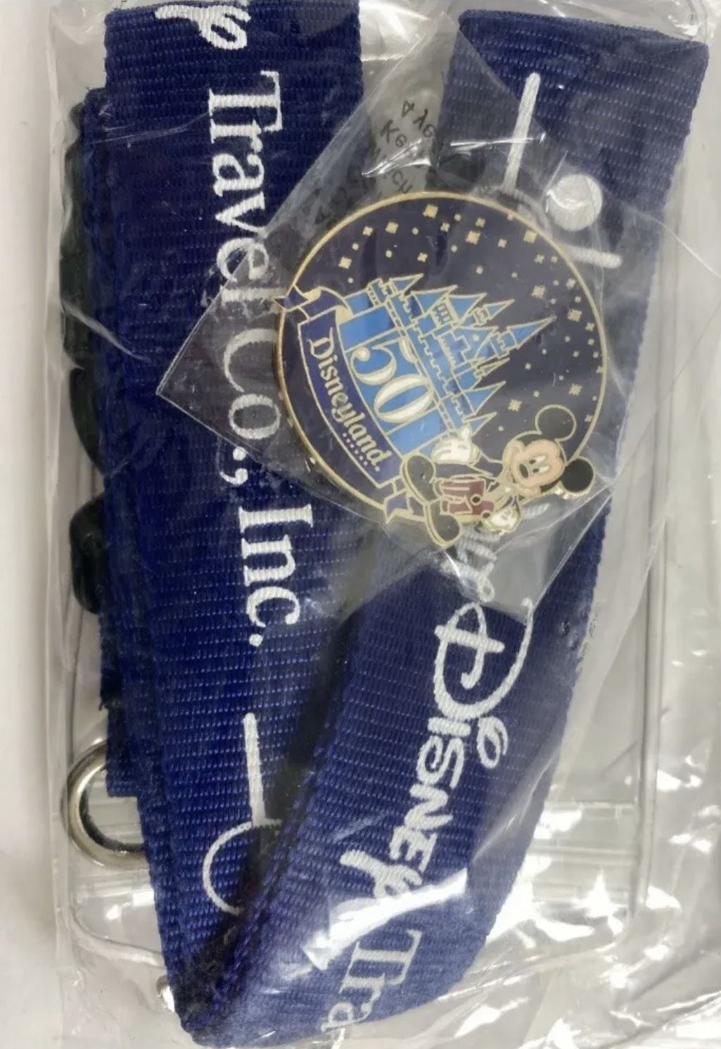 Sealed Walt Disney Travel Company Lanyard with 50 Anniversary Castle Pin