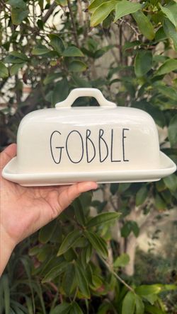 Rae Dunn GOBBLE Ceramic Butter Dish
