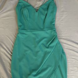Teal Spaghetti Strap Short Dress