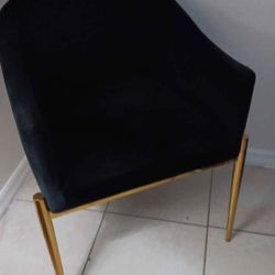 Black Velvet and Gold Metal Club Chair