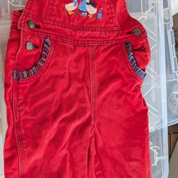 Jacadi red corduroy toddler overalls