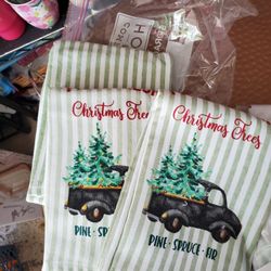 Three Holiday Kitchen Towels 