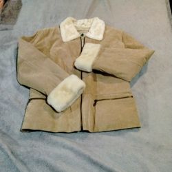 Ladies Leather Coat Size Large