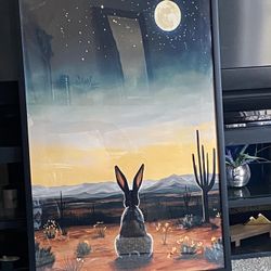 Rustic jack Rabbit Print In Poster Frame