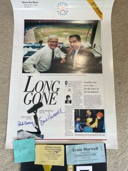 Detroit  Tigers Ernie Harwell, Paul Carey Signed Detroit Free Press Poster