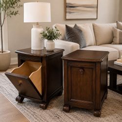 PAIR OF HIGH-END SOLID WOOD SIDE TABLES