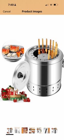 Smokeless Charcoal Hanging Kebob Grill, Stainless Steel With 20 Skewers, Portable Smokeless BBQ Charcoal Grill for Travel Camping Picnic Patio Backyar