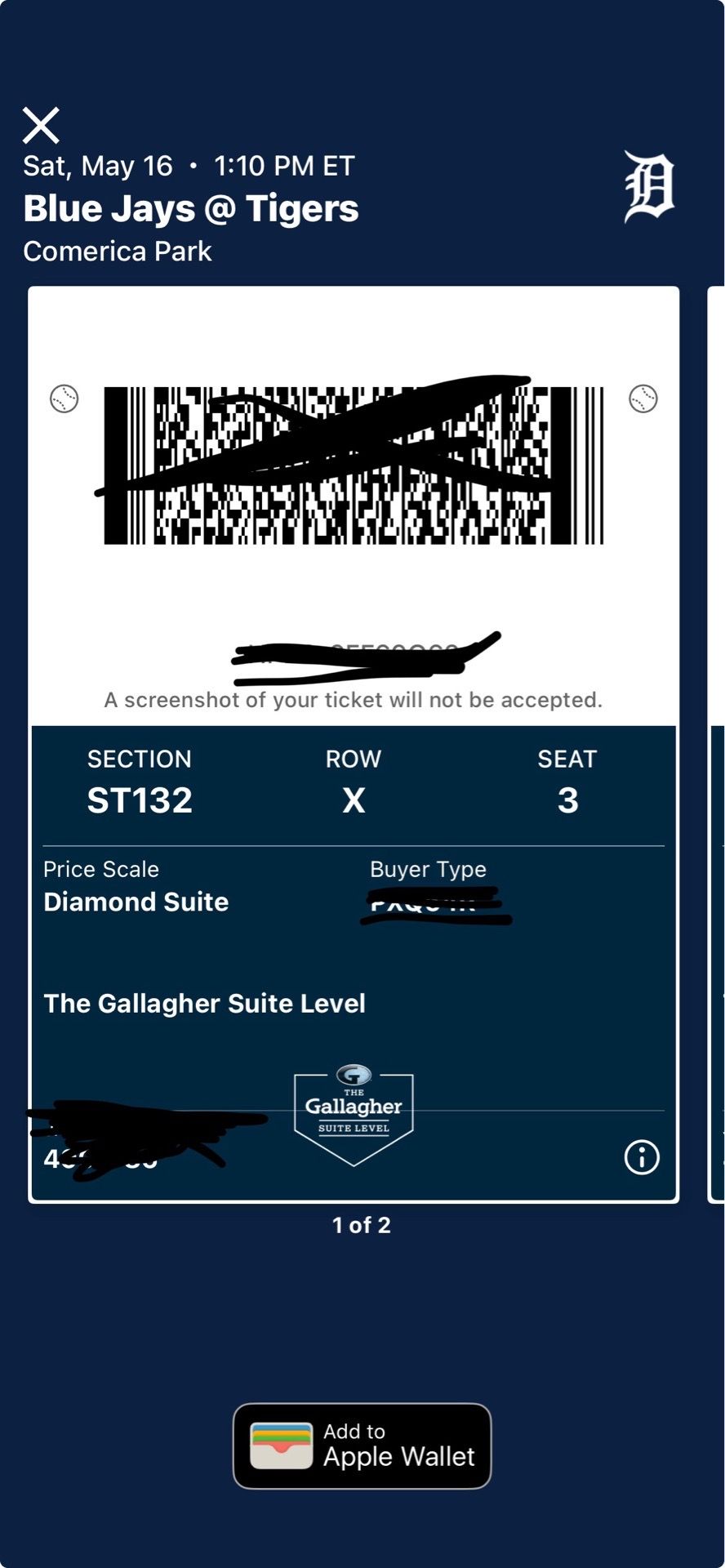 May 16 Tigers SUITE tickets