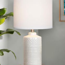 24.5” New White Ceramic Lamp