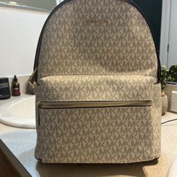Michael Kors Backpack (Brown  And White) 