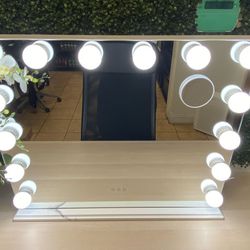 34”x26” Inches Tabletop and Wall Mount Hollywood Vanity Mirror in Black