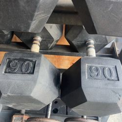 90 lbs Hex Dumbbell Weights….  Home Gym Fitness…