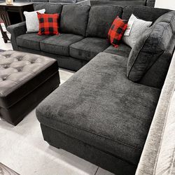 Dark Gray Comfortable L Shape Sectional • Living Room • Sleeper Available 