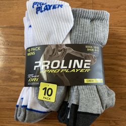 NWT Proline Men’s Crew Socks 10 pairs