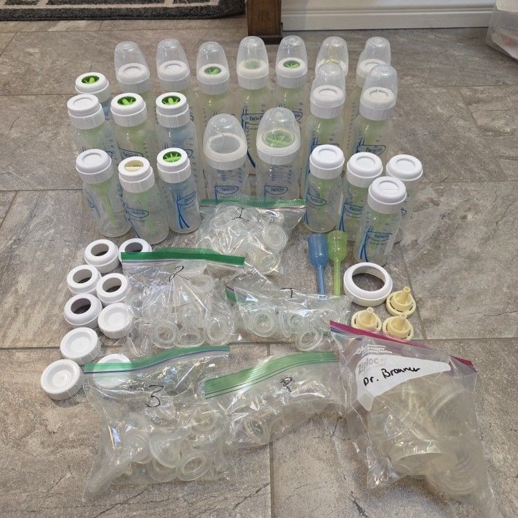 large lot of Dr Brown bottles and supplies