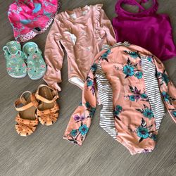 Toddler/girls Swim Sandals And Hat 3-4t $5for Everything 