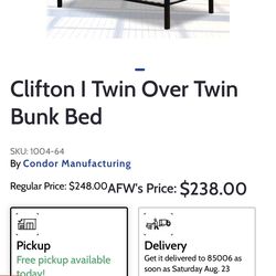 Twin Metal Frame Bunk Bed