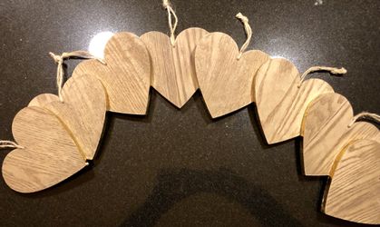 8 - Wooden hearts w gold rim