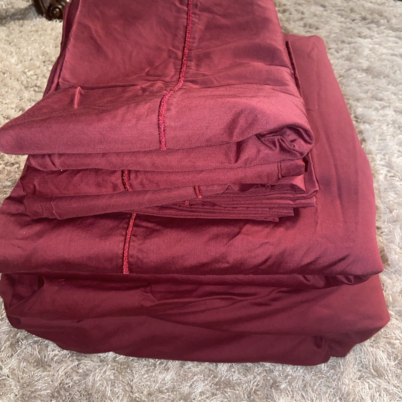 Sabana Plana Funda Queen Set Of Sheets 6 Pieces Red Cotton