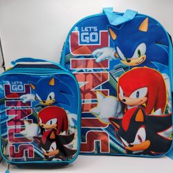 Sonic The Hedgehog Book Bag With Matching Lunchbox 