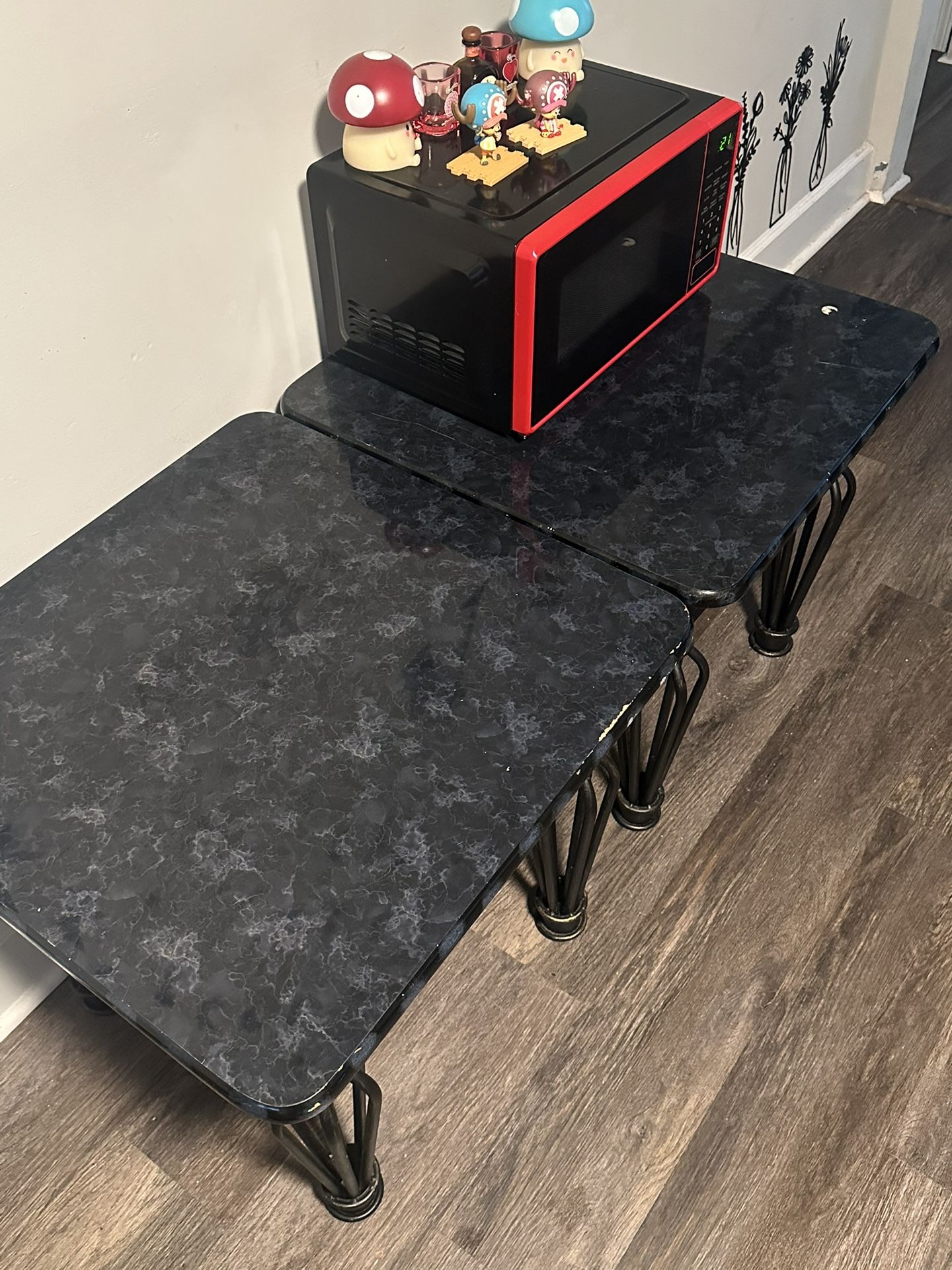 two small tables