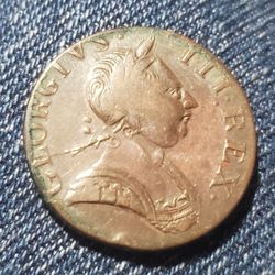 CDB18SX460 BETTER DATE COLONIAL HALF CENT AWESOME SHAPE DECENT OBV. 9:00 DIE CRA