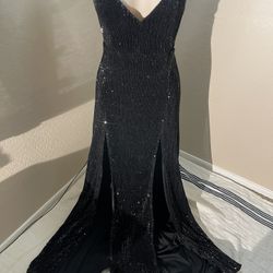 Long Maxi Black Sequin Dress 