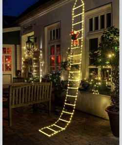 338-LED Multicolor Christmas Lights for Indoor and Outdoor Decoration 10-Foot Christmas Ladder Light String with Santa Claus Motif, Suitable for Home