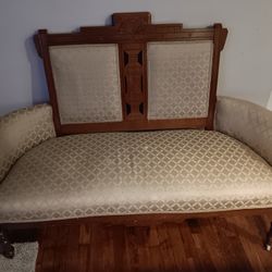 Antique Victorian Carved Walnut Loveseat 