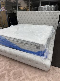 New King Size Bed Frame + 14” King Mattress