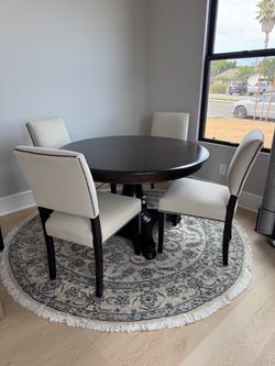 Round Pedestal Dining Table with Leaf & 6 Chairs