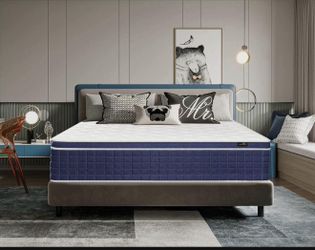 10” Calking Size Mattress in a Box, Memory Foam Hybrid Mattress with Individually Pocket Springs, M
