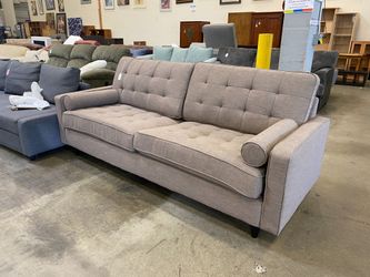 Agreeable Greige Modern Square Tufted Sofa