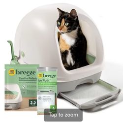 Purina Tidy Cats Breeze Hooded Cat Litter Box System Starter Kit - Litter Box, Pellets & Pads