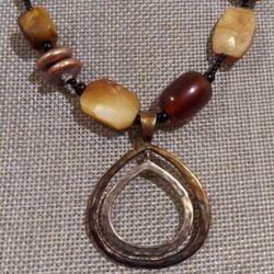 SILPADA STERLING SILVER  BRASS SHELL HORN NECKLACE 
