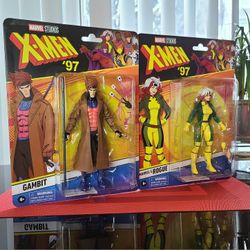 Marvel Legends X-Men 97 Gambit and Rogue Retro Cardback Action Figure Bundle 