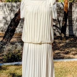 Pearl Vintage Liz Roberts Incorporated Pleats Women's Sz 6 Maxi Shirt Dress GUC