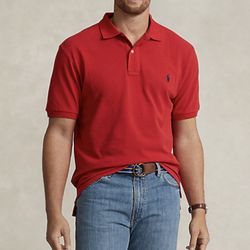 Men’s Iconic Polo S/S Shirt w/ Navy Horse, Size Large 