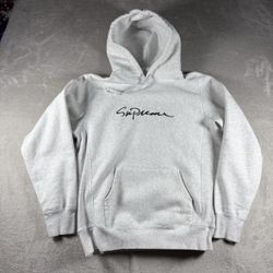 Vintage Supreme 18FW Classic Script Men’s M Gray Logo Pullover Heavyweight Y2K