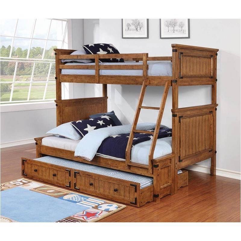 Brand New Rustic Honey Twin/Full Bunk Bed with Trundle