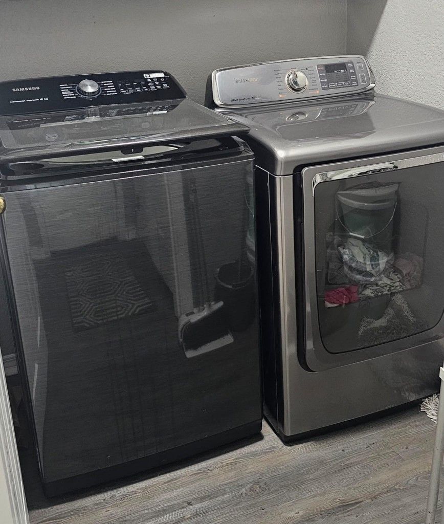 Samsung Washer And Dryer -smart, Large CapacitySelling a Samsung top-load washer (WA50R5400AV) and electric steam dryer (DV50F9A7AVP/A2) in very good