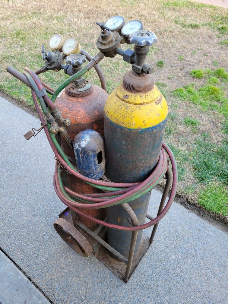 Oxy/Acetylene Gas Cutting Torch Set w/Bottles Welding Cart