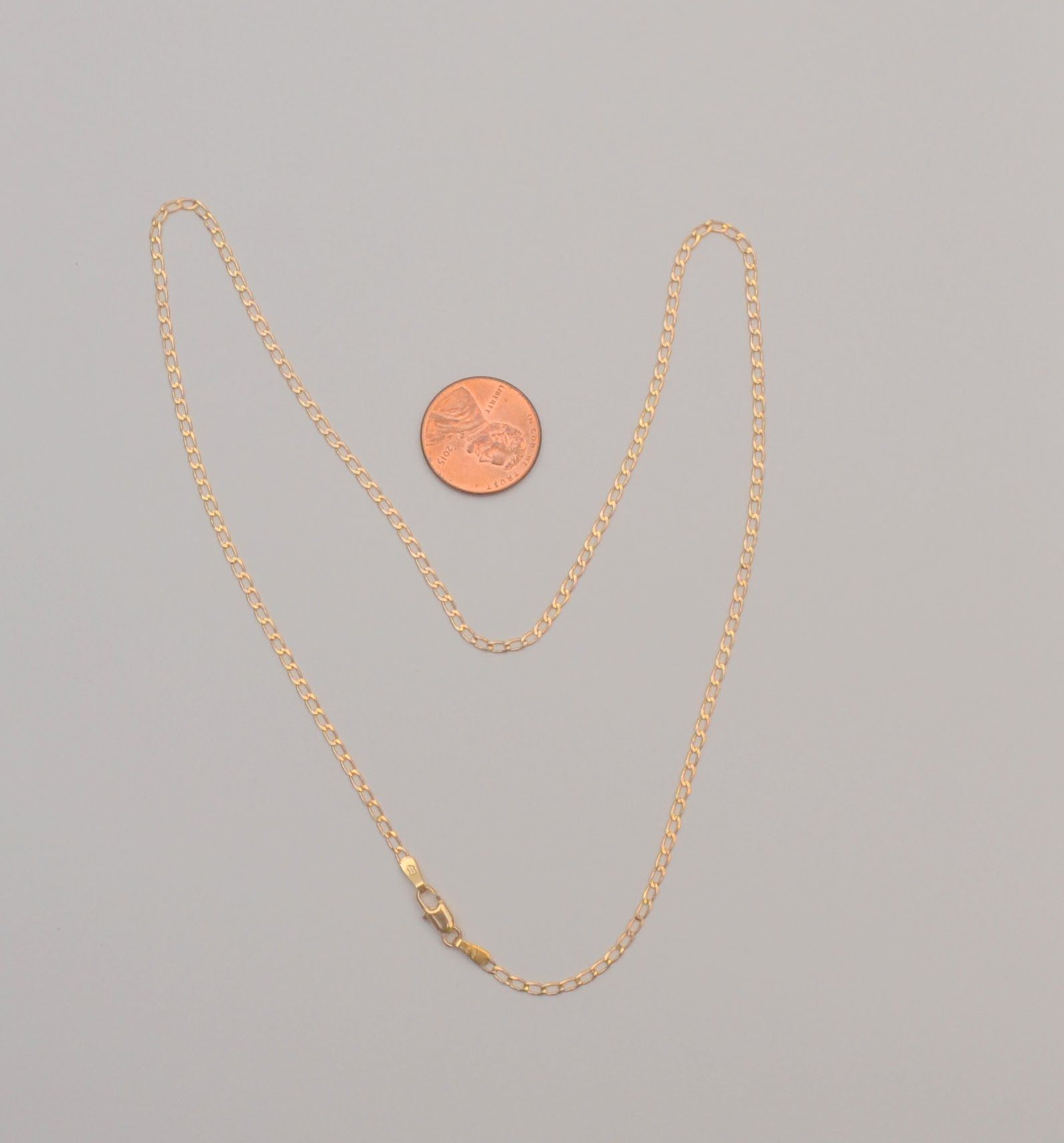 10k Yellow Gold Oval Open Link Chain Necklace 17.75 Inches 2.5 Grams