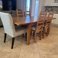 Wood Dining Table with 6 Chairs