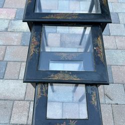 Vintage Hand painted Oriental Nesting Table