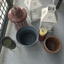 Various Candles Holders And Pots Etc 